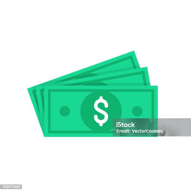 Money Dollar Bills Green Banknotes Currency Flat Design Vector Illustration Stock Illustration - Download Image Now