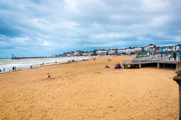 Margate beach and promenade Attractions, Margate beach and promenade, Margate, Canterbury, Kent, England, United Kingdom thanet photos stock pictures, royalty-free photos & images