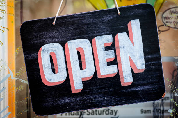 Hand Painted Open Sign stock photo