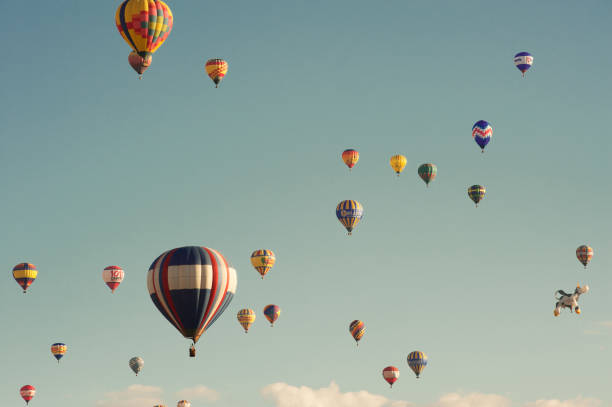 Many Hot Air Balloons in Frame stock photo