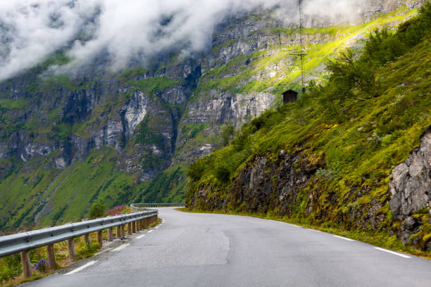 istock Road to the clouds in the mountains. 1128780890