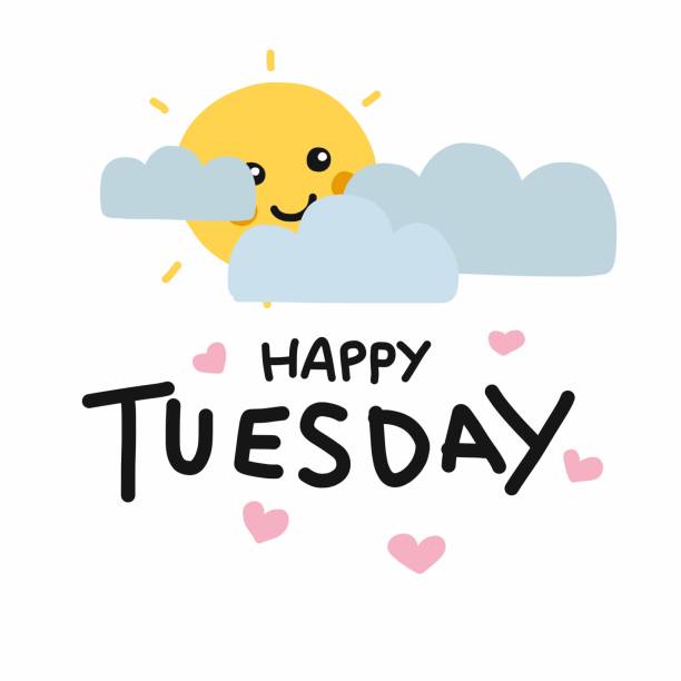 Happy Tuesday Cute Sun Smile And Cloud Cartoon Vector Illustration Doodle  Style Stock Illustration - Download Image Now - iStock