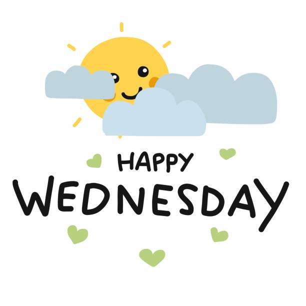 Happy Wednesday Cute Sun Smile And Cloud Cartoon Vector Illustration Doodle  Style Stock Illustration - Download Image Now - iStock