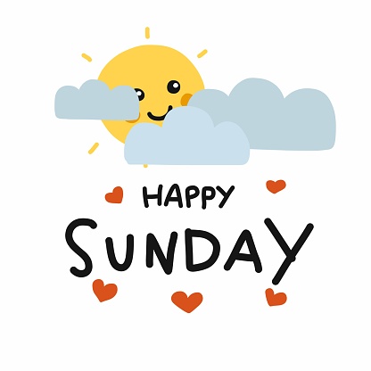 Happy Sunday Cute Sun Smile And Cloud Cartoon Vector Illustration Doodle  Style Stock Illustration - Download Image Now - iStock