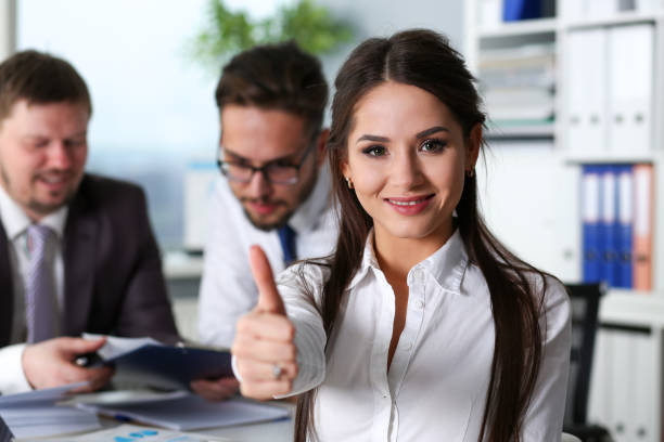 istock Female arm show OK or confirm during conference 1128781425