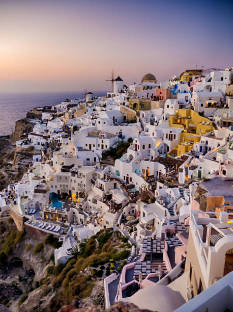 istock Classic Cityscape of Oia at sunset 1128783809