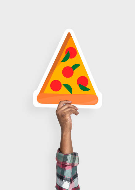 istock Hand holding a slice of pizza cardboard prop 1128786716