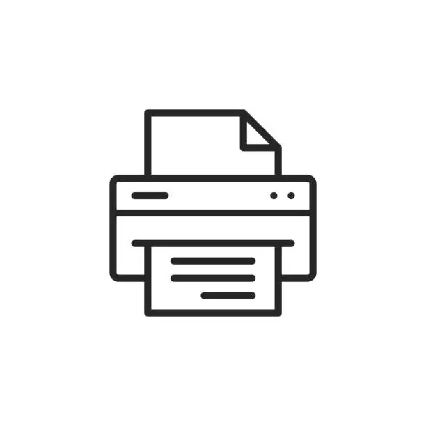 Vector illustration of Printer icon. Modern thin line design. Vector line icon