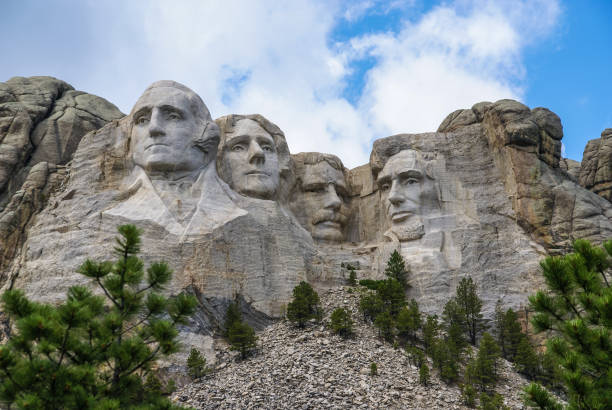 Mount Rushmore, South Dakota. Famous Landmark and Mountain Sculpture - Mount Rushmore, near Keystone, South Dakota. theodore roosevelt us president stock pictures, royalty-free photos & images