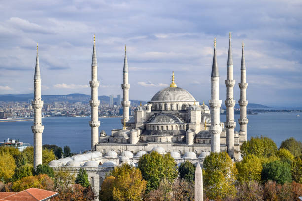 The Sultan Ahmed Mosque in Istanbul, Turkey Aerial View of the Historic Sultan Ahmed Mosque, also known as the "Blue Mosque," in Istanbul's Old City (Istanbul, Turkey) blue mosque photos stock pictures, royalty-free photos & images