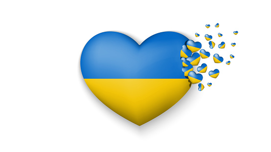 Flagga Ukraina I Hjärtat Illustration Med Kärlek Till Ukraina Land Flagga  Ukraina Flyga Ut Små Hjärtan På Vit Bakgrund-vektorgrafik och fler bilder  på Augusti - iStock