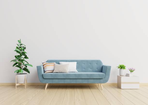 istock Modern living room interior with sofa and green plants,table 1128799638