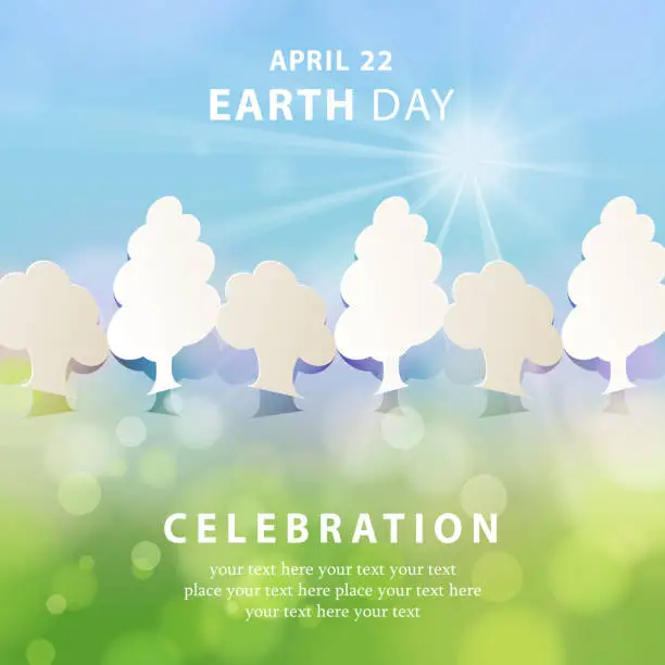 Vector illustration of Earth Day Papercut Tree Concept