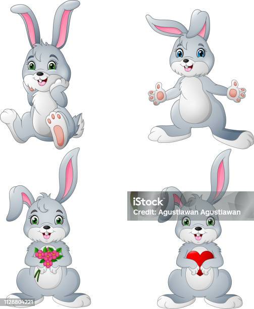 Carton Animal Rabbit Cartoon Rabbits Collection Set Stock Illustration - Download Image Now ...