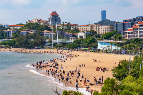 vista de playa de baicheng en xiamen - fujian province fotografías e imágenes de stock