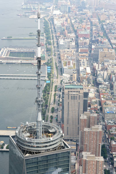 istock Freedom Tower mast looking north along West St 1128813295