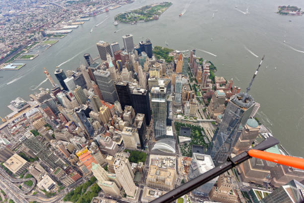 istock Aerial view over Lower Manhattan, looking south 1128813567