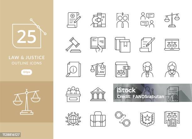 Law And Justice Icons Stock Illustration - Download Image Now - Icon Symbol, Law, Lawyer