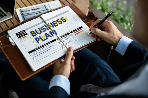 business-plan-strategie startup marketingorganisation - geschäftsplan stock-fotos und bilder