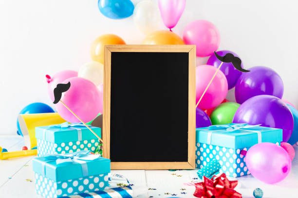 istock Happy Fathers Day Background Chalkboard Gift Celebration Party Decoration 1128832177