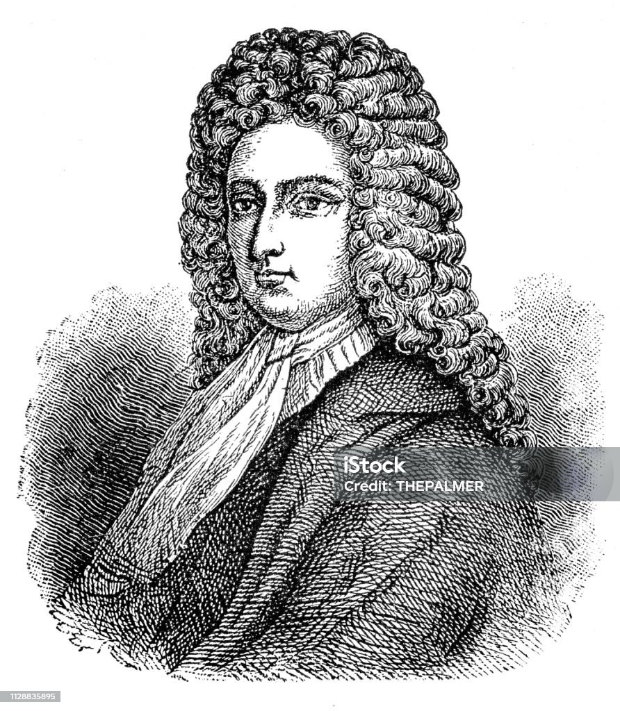 Writter Daniel Defoe engraving 1894 Engraving illustration from the book "Great Men and Famous Women" 1894 19th Century stock illustration