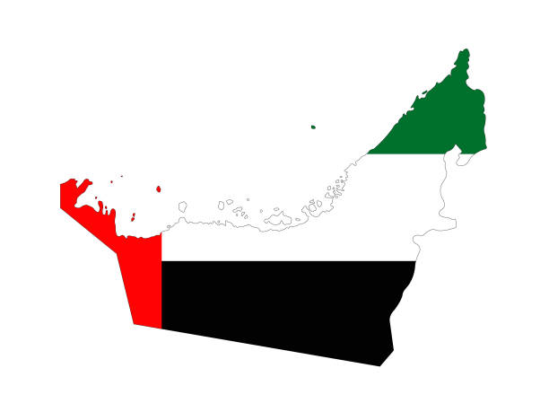 объединенный арабский флаг и карта эмитареса - united arab emirates flag united arab emirates flag interface icons stock illustrations