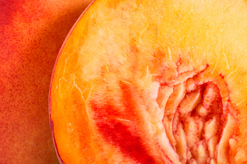 Background of fresh fruit of peach , close up