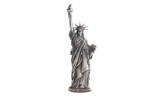 New York Statue of Liberty refrigerator magnet isolated on white background. Magnets are popular souvenirs