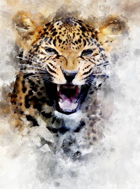 istock Leopard - watercolor illustration portrait 1128841585