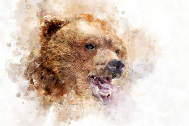 istock Bear - watercolor illustration portrait 1128841621