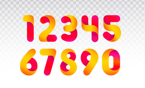 0-9까지 숫자의 집합입니다. - ribbon typescript letter vector stock illustrations