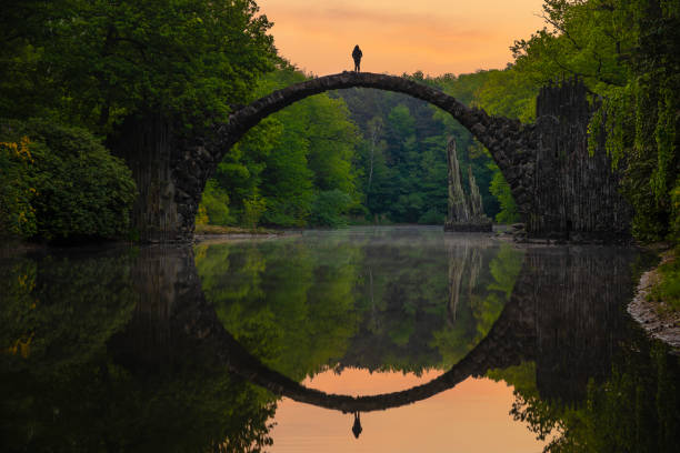 istock Rakotz Bridge (Rakotzbrucke, Devil's Bridge) in Kromlau, Saxony, Germany 1128843710