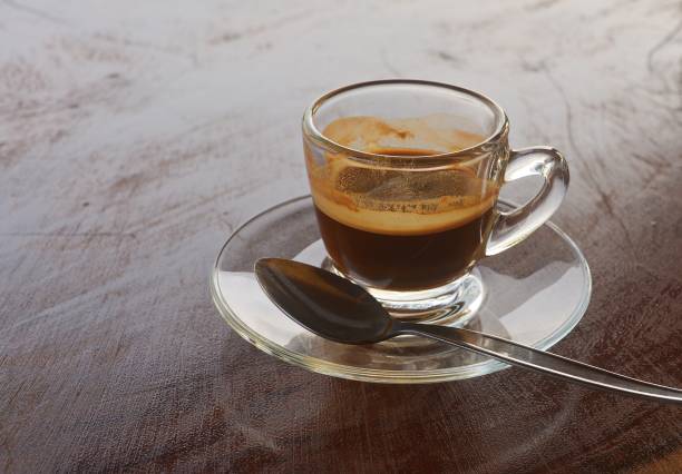istock Black coffee in a glass cup 1128849389