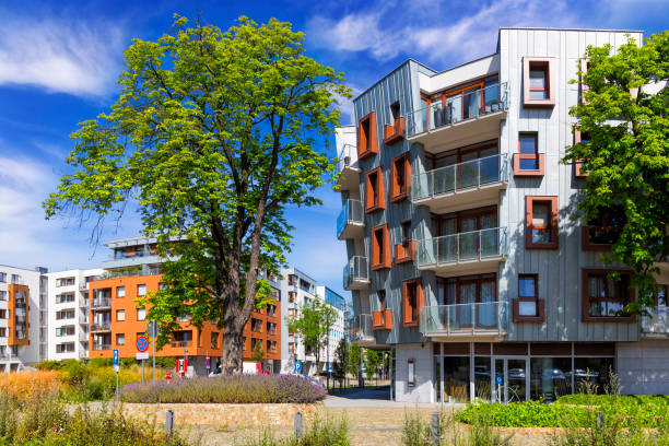istock Modern design of apartment buildings 1128853360
