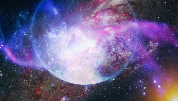 istock Space background with red nebula and stars. Dreamscape galaxy. Elements of this image furnished by NASA. 1128853821