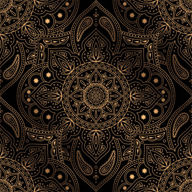 Luxury background vector. Oriental mandala royal pattern seamless. Indian design for Christmas party Luxury background vector. Oriental mandala royal pattern seamless. Indian design for Christmas party, new year holiday wrapping paper, yoga wallpaper, beauty spa salon, wedding invitation. mandala stock illustrations