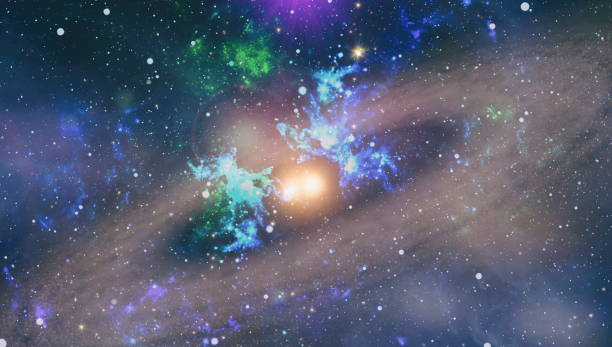 istock Space background with red nebula and stars. Dreamscape galaxy. Elements of this image furnished by NASA. 1128854323