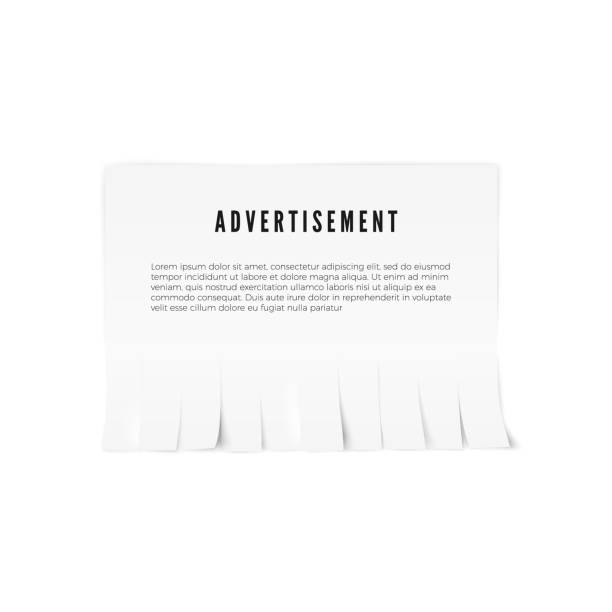 Tear-off paper template with advertisement text. Vector illustration