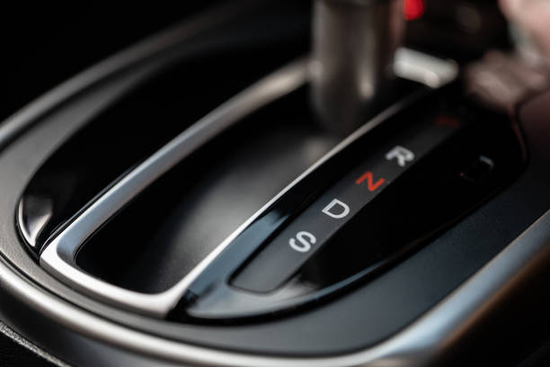 istock Close up of automatic gearbox inside a modern car.selective focus 1128863232