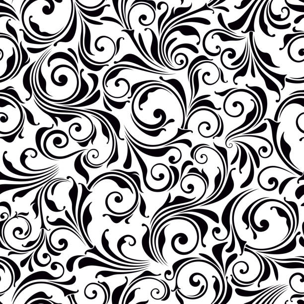 illustrations, cliparts, dessins animés et icônes de motif floral sans soudure. illustration vectorielle. - swirl floral pattern scroll shape pattern