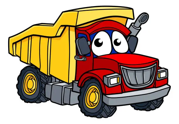 Vector illustration of Cartoon Dump Truck Character