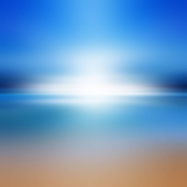 抽象的な海景 - zen like sea horizon over water blurred motion ストックフォトと画像