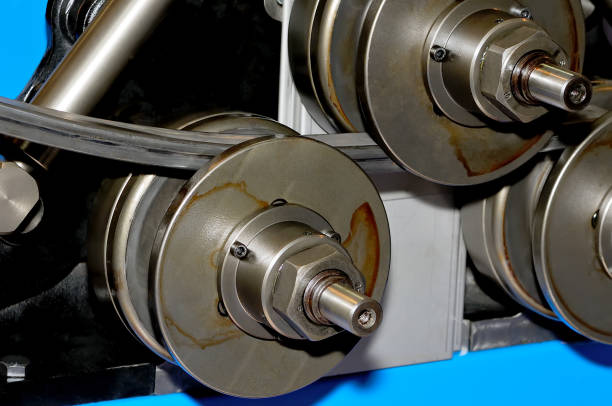istock Industrial machine for bending steel pipes and rods 1128864737