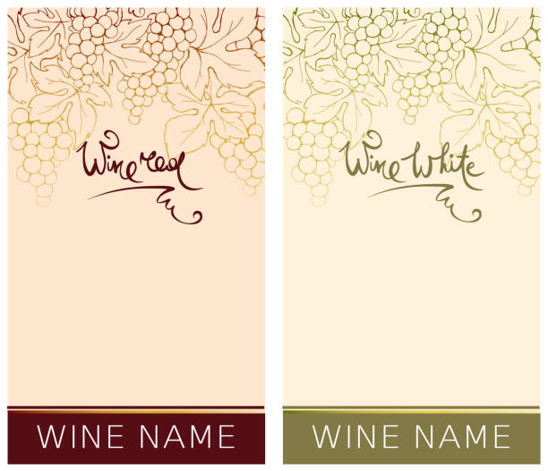 赤と白ワインのラベル。 - vintage label点のイラスト素材／クリップアート素材／マンガ素材／アイコン素材