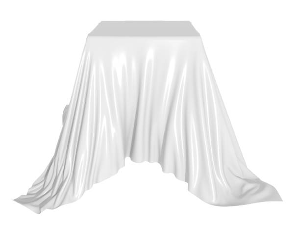 istock White silk elegance tablecloth. Trade show exhibition 1128865441