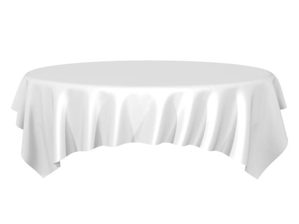 istock White silk elegance tablecloth. Trade show exhibition 1128865480