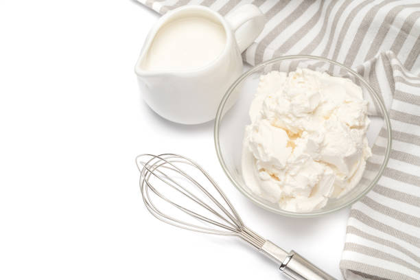 istock Traditional Mascarpone cheese and cream or milk isolated 1128865805