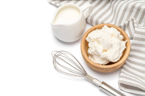 istock Traditional Mascarpone cheese and cream or milk isolated 1128865809