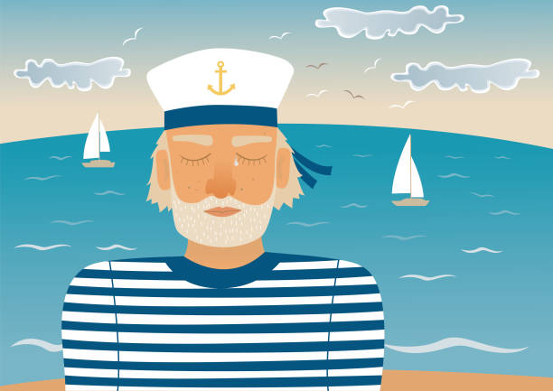Sad sailor vector art illustration