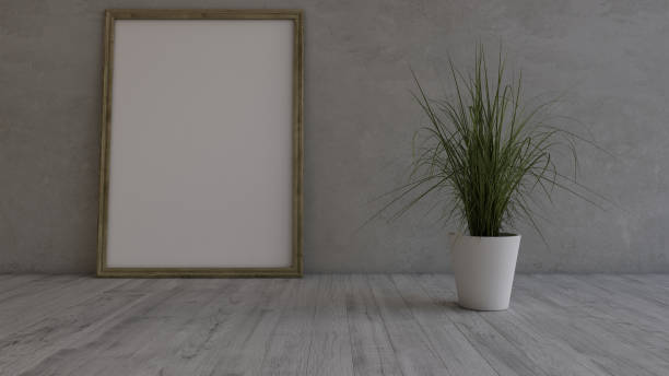 istock 3D Contemporary Empty Room and picture frame 1128866035
